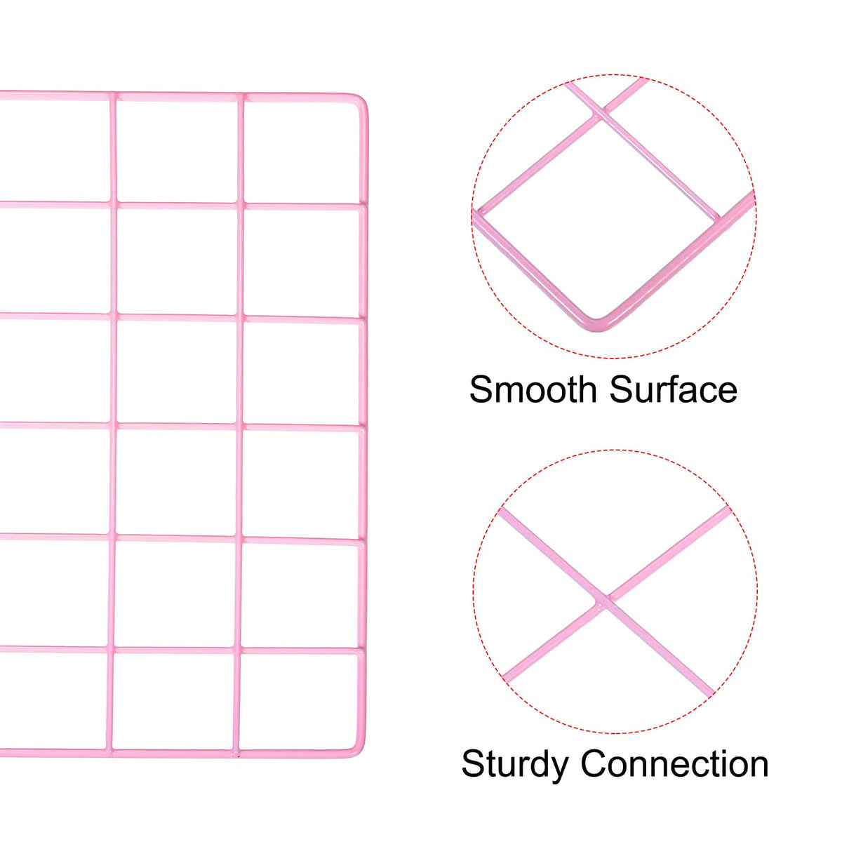 PATIKIL 16"x12" Wire Grid Panel, 2 Pack Wall Grid Decorative Panels Board Photo Pictures Display Decor Hanging Organizer for Home Office, Pink