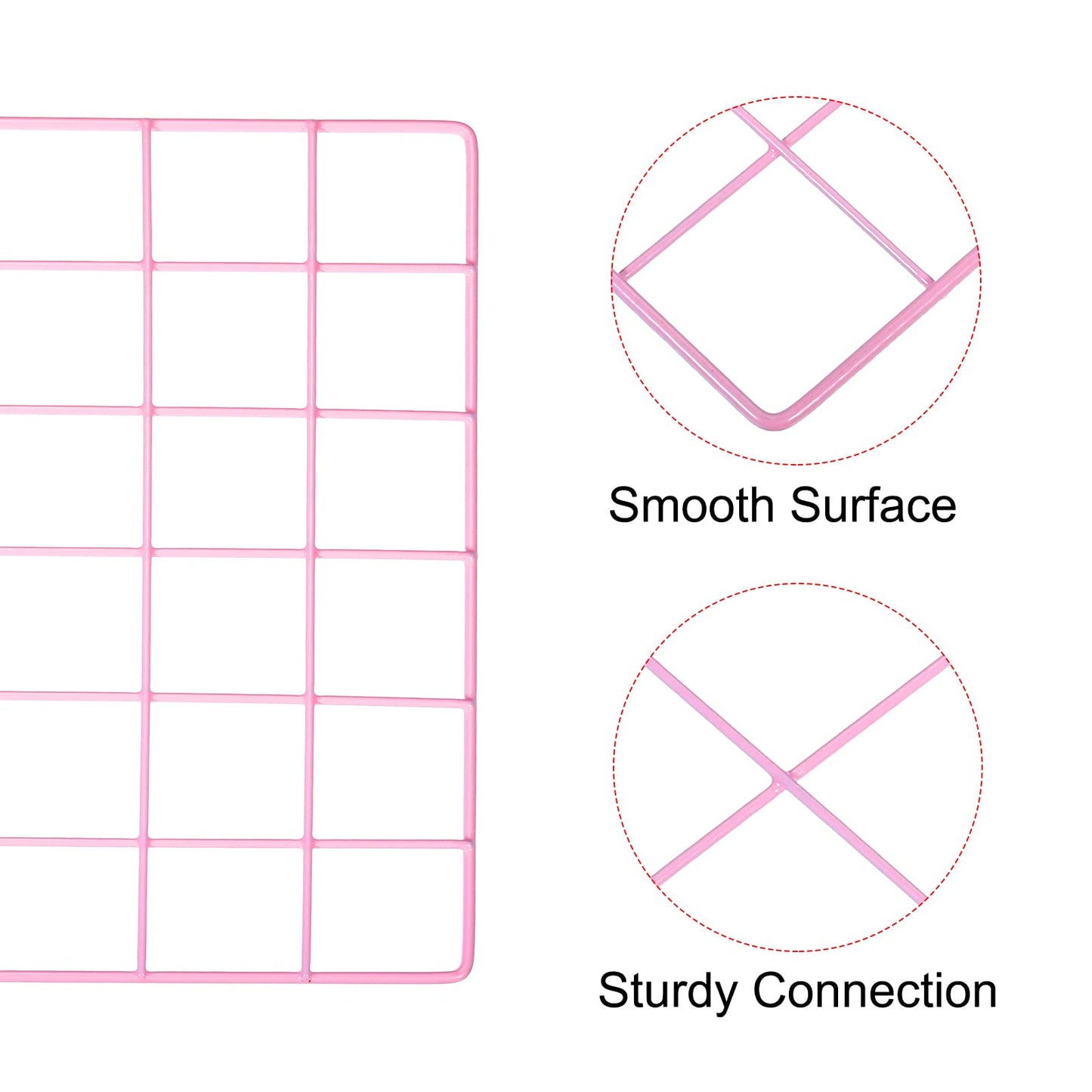 PATIKIL 16"x12" Wire Grid Panel, 2 Pack Wall Grid Decorative Panels Board Photo Pictures Display Decor Hanging Organizer for Home Office, Pink