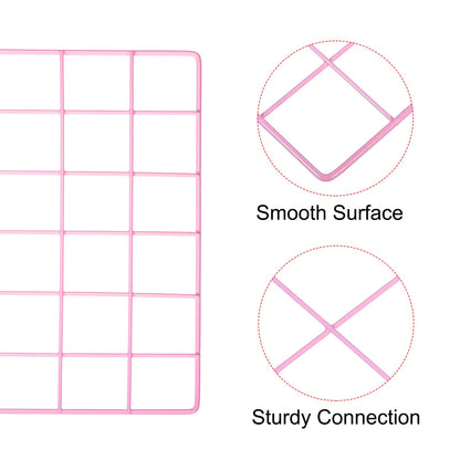 PATIKIL 16"x12" Wire Grid Panel, 2 Pack Wall Grid Decorative Panels Board Photo Pictures Display Decor Hanging Organizer for Home Office, Pink
