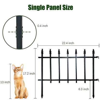 Thealyn Metal Decorative Garden Fence 57cm Wide x 45cm High (5 Panels, Total Length 2.8m), Metal Fence Panels, Landscape Fencing for Flower Bed,