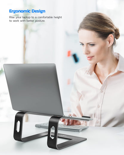 Nulaxy Ergonomic Laptop Stand for Desk, Aluminum Detachable Riser, Black