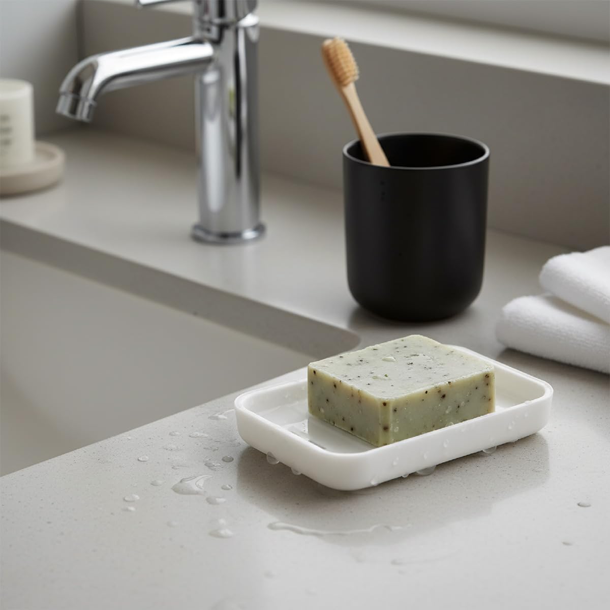 Lotsdonxia White Soap Dish Holder with Drain – Durable, Easy Clean Soap Saver for Bathroom & Shower