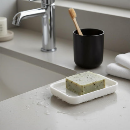 Lotsdonxia White Soap Dish Holder with Drain – Durable, Easy Clean Soap Saver for Bathroom & Shower