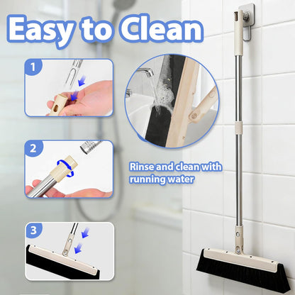 Floor Squeegee Shower Scraper Professional Water Squeegee Foam Water Scraper 180° Rotating Floor Squidgy for Wet & Dry Cleaning Dust, Liquid