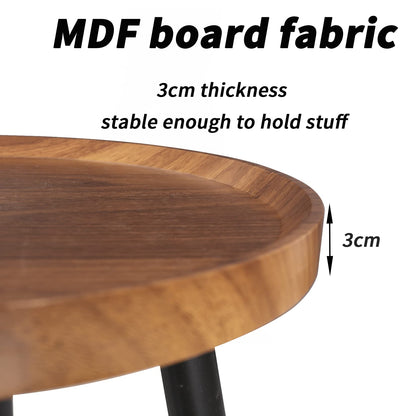 Oval Coffee Table Nest Wood: 2 Nesting Set Large 80cm and Small Round Tables 40cm MDF Wooden Tabletop Under Sofa Table with Metal Triangle Legs