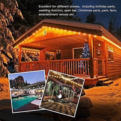Svater Outdoor String Lights LED 96FT/29m, S14 2Pack 48FT Festoon Lights Mains Powered with 30+2 2W Plastic Bulbs, IP65 Waterproof Garden String Lights for Patio Party Wedding, 2700K Warm White