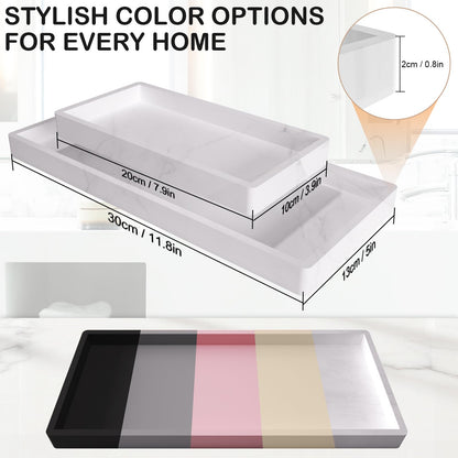 Silicone Bathroom Vanity Tray, 20x10cm Toilet Tank, Kitchen Counter Trays, Rectangular Silicone non-slip, Easy to Clean and Shatterproof, for Perfume