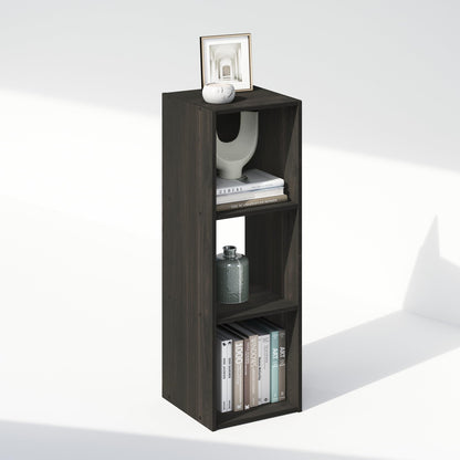 Furinno PELLI Book Shelf, 3-Cube Bookshelf, Cube Storage Organizer Bookcase, 11.7 x 12.1 x 35.4, for Living Room, Bedroom, Home Office, Espresso