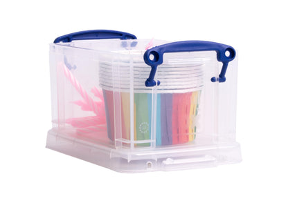 Really Useful Plastic Storage Box 0.7 Litre Clear (Pack of 4)