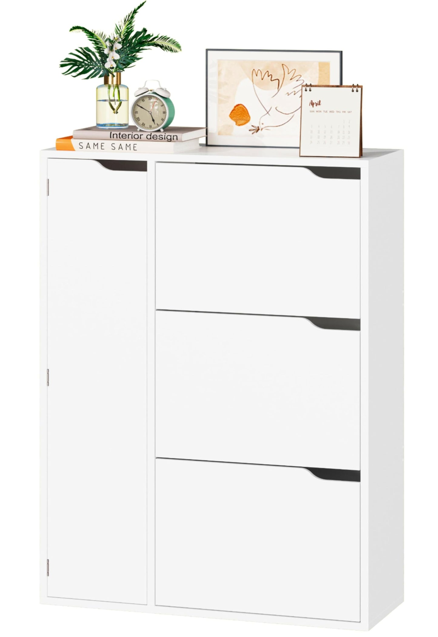IRONCK Shoe Storage Cabinet Cupboard, 3 Flip Drawers, Shoe Rack Cabinet Hallway with Boot Cabinet, Free Standing Wooden Shoe Storage Organiser Unit