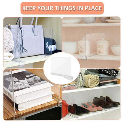 Okydoky Acrylic Shelf Dividers for Closet, Wood Closets Shelf Separator and Organizer, Transparent Closet Organizer Divider for Kitchen Cabinets,
