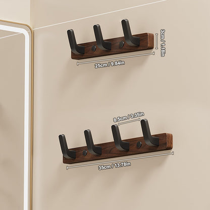 Lxoraziy Wall-Mounted Coat Rack - Walnut Coat Rack Hook, Heavy Duty Wooden Wall Coat Hanger with 4 Coat Hooks for Hanging Coats, Hats, Clothing
