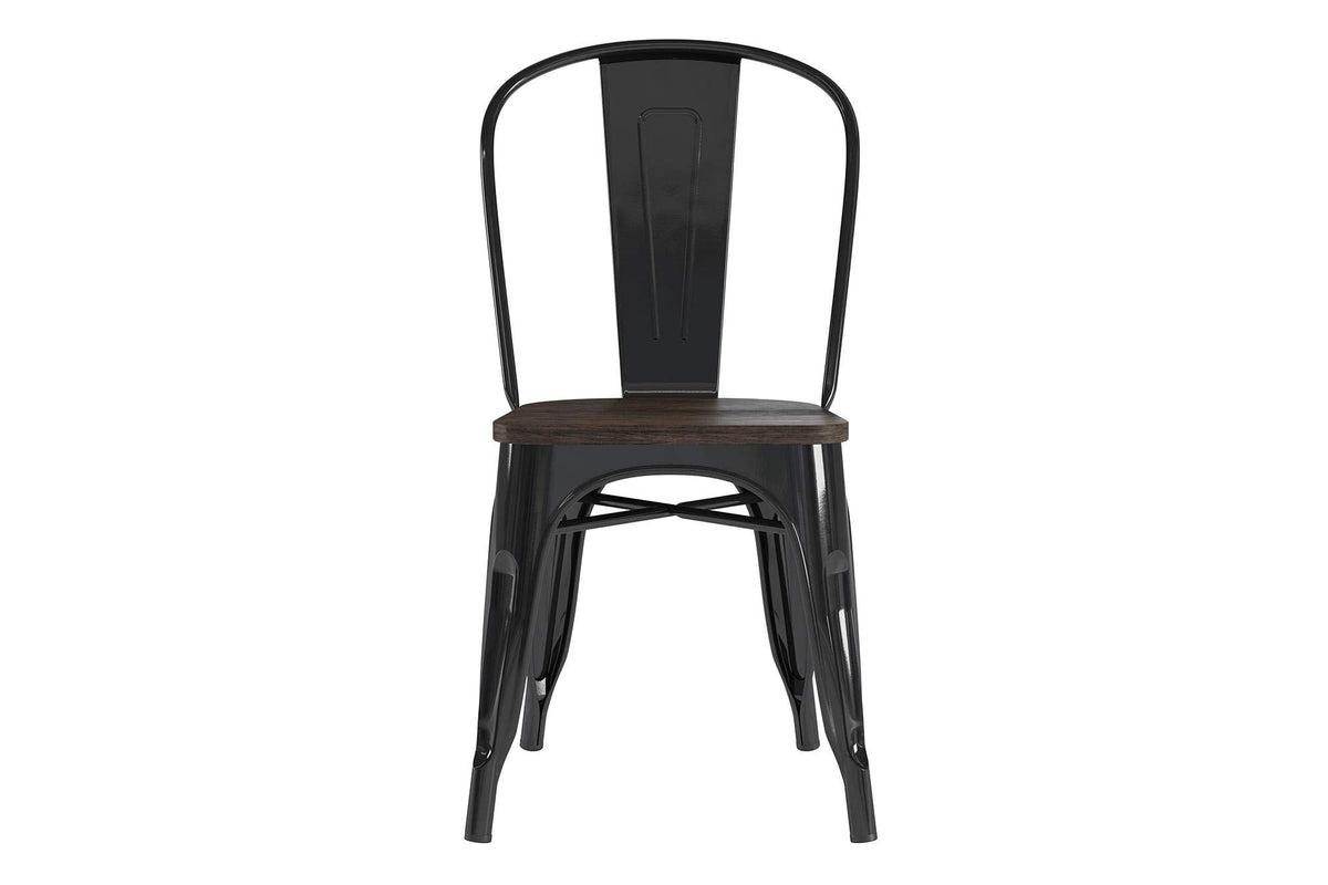 DHP Furniture Fusion Metal Dining Chair Black, Pack of 2