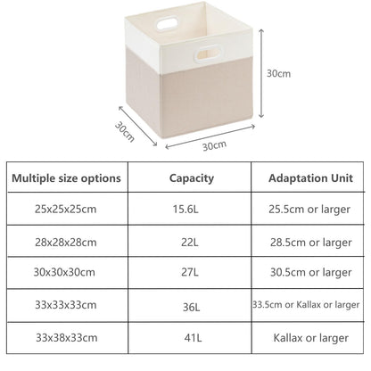 SOCOHOME Fabric Cube Storage Boxes,30x30x30cm Foldable Storage Baskets for Shelf Nursery Closet(Light beige/White, Set of 4)