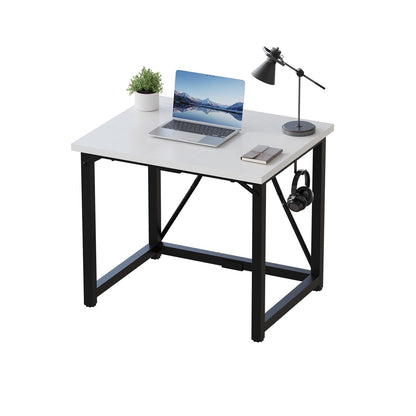 JUMMICO 80×50cm Computer Desk, Compact Home Office Writing Desk, Small Study Laptop Workstation for Limited Space, Quick Assembly, Metal Frame, White