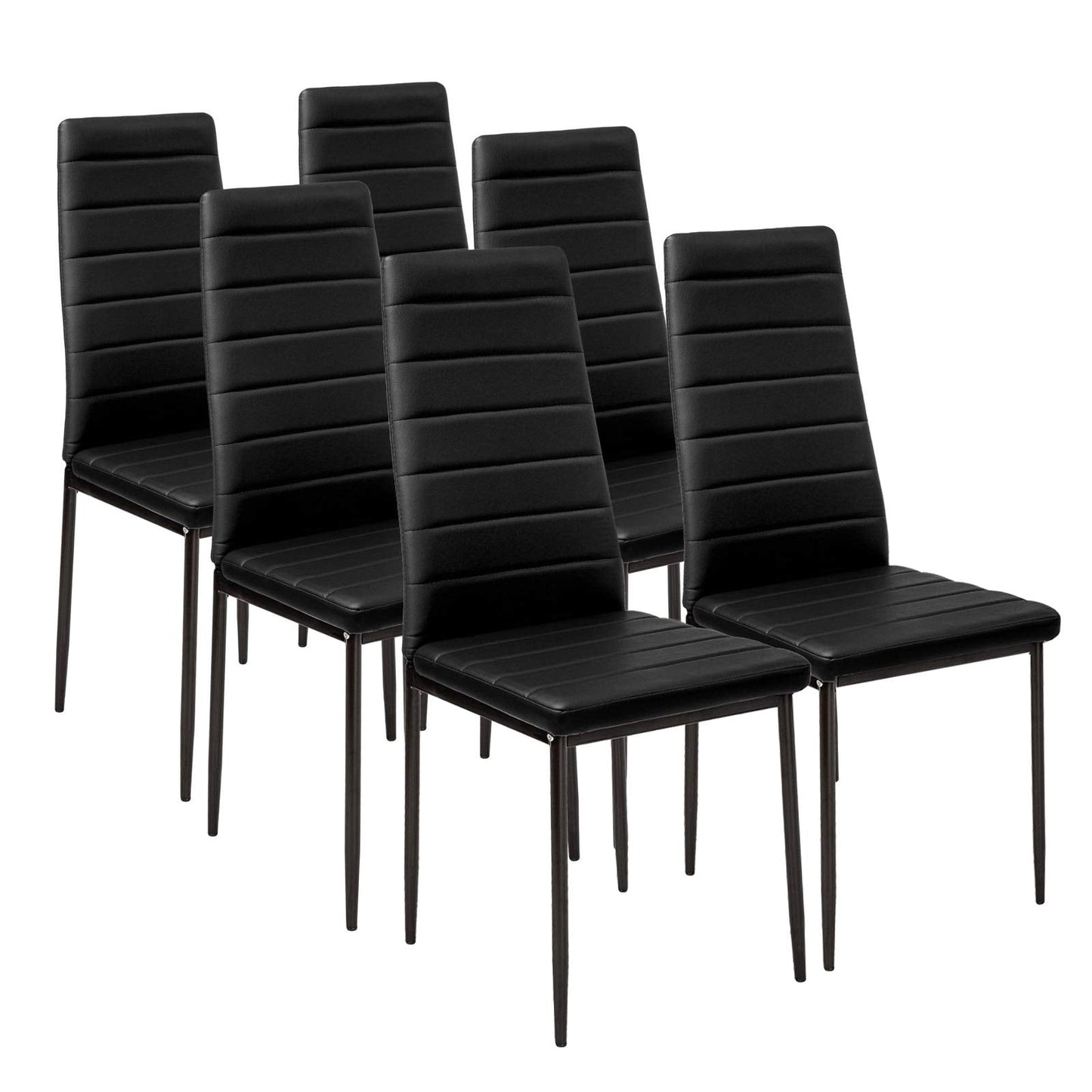 Panana Stunning Modern Faux Leather Black White 4/6 Chair Set for Dining Kitchen Room (Black, 6PCS)