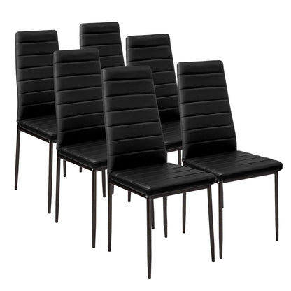 Panana Stunning Modern Faux Leather Black White 4/6 Chair Set for Dining Kitchen Room (Black, 6PCS)