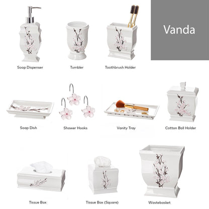 Creative Scents White Shower Curtain Hooks - Set of 12 White & Pink Flower Shower Curtain Hooks - Decorative Shower Curtain Rings for Shower Curtain