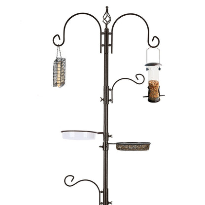 MIXXIDEA Bird Feeder Station Kit - 231 CM Bird Feeders Pole with 5-Prong Base, Multifunctional Birds Feeders Stand for Outdoors, with 4 Hooks & 3