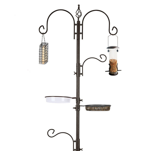 MIXXIDEA Bird Feeder Station Kit - 231 CM Bird Feeders Pole with 5-Prong Base, Multifunctional Birds Feeders Stand for Outdoors, with 4 Hooks & 3