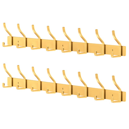 MEIJO Coat Hooks Wall Mounted Stainless Steel, Gold Coat Rack Wall Mounted with 8 Hooks Heavy Duty Coat Hooks for Door, Bathroom, Bedroom, Kitchen