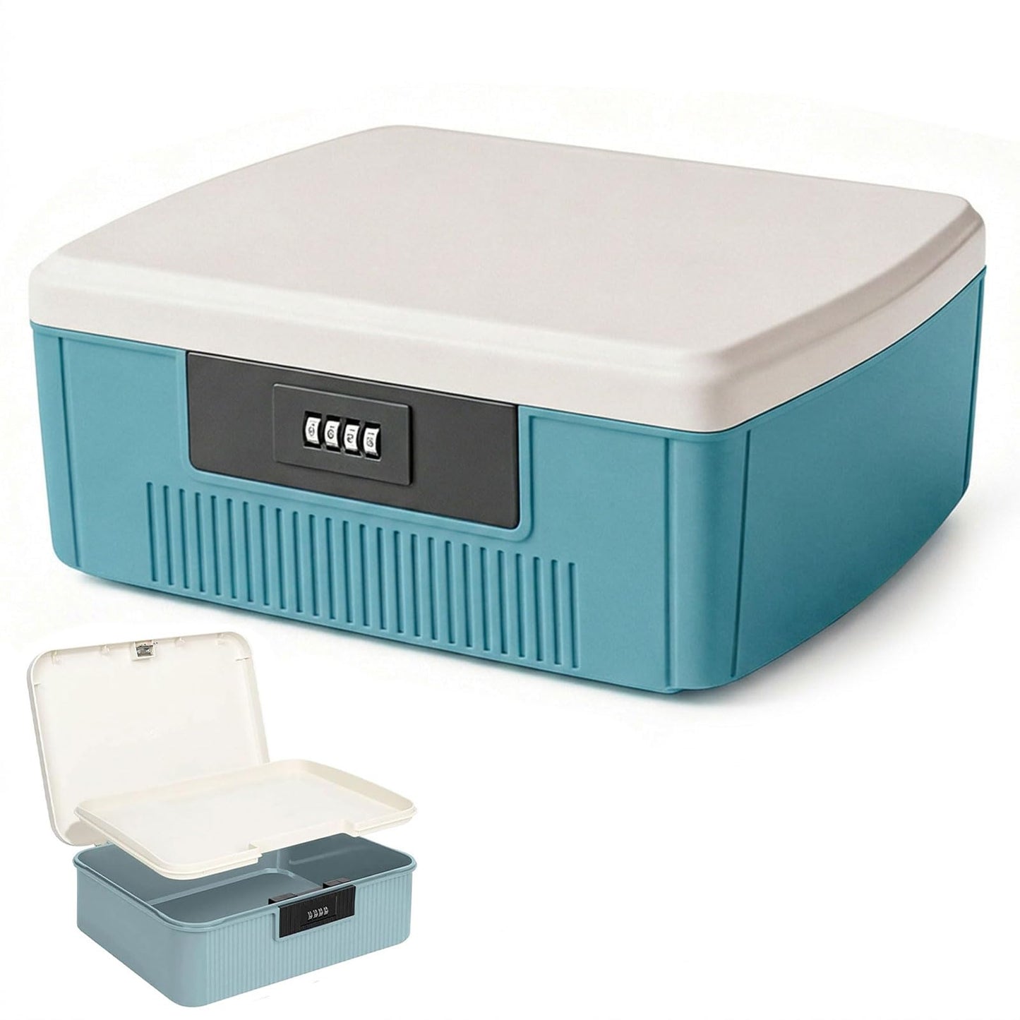 Joyseedi Lockable Storage Box Large Medicine & Food Safe Container with Combination Lock, 25×20×10cm Fridge Box with Removable Tray for Office