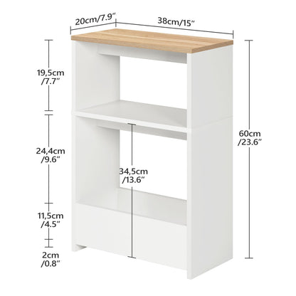 MAHANCRIS 3-Tier Narrow Side Table, End Table with Magazine Rack, Nightstand for Living Room, Bedroom, Study, Kitchen, Balcony