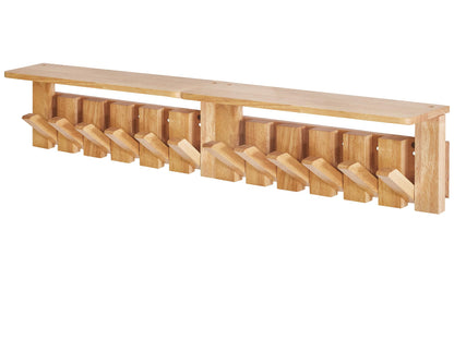 YMYNY Piano Key Coat Hooks Wall Mounted with Shelf, Natural, HWS008N-2