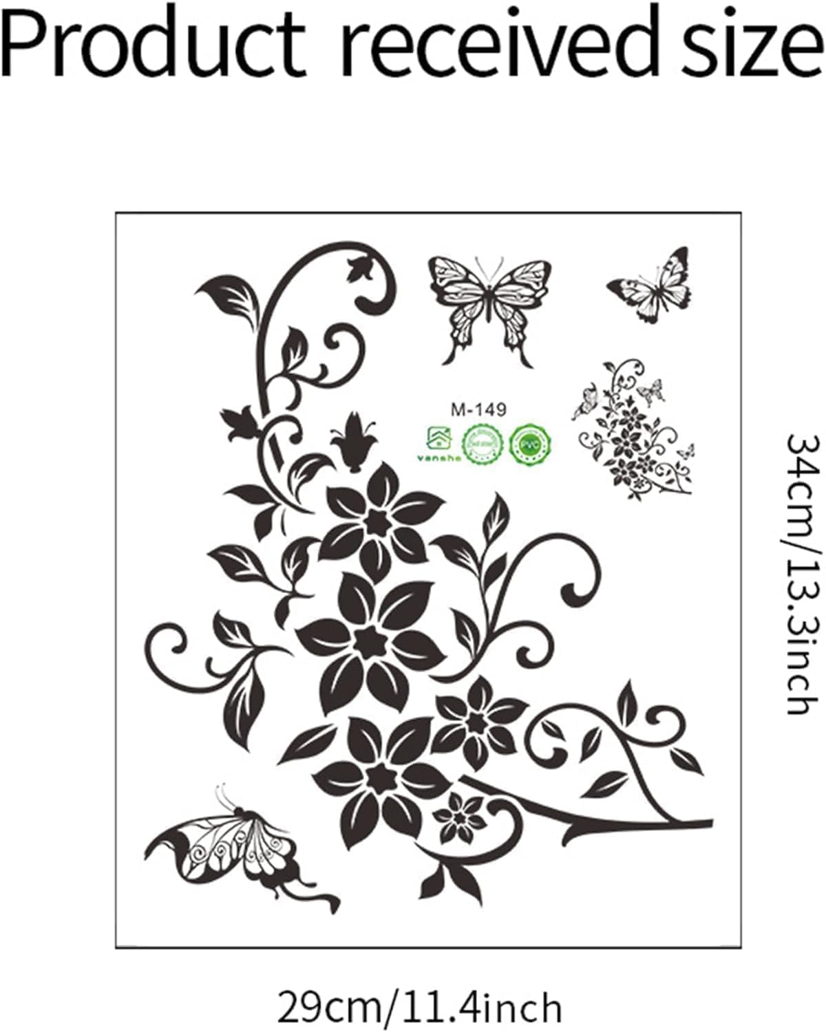 Black Flowers Butterfly Bathroom Toilet Seat Lid Cover Decals Stickers PVC Sticker Removable Self-Adhesive Restroom Decor Art Decoration Toilet Lid