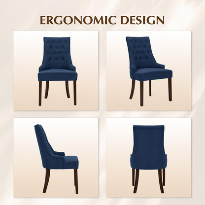 MALOL Upholstered Dining Chairs Set of 4, Wingback Dining Room Chairs with Tufted Button, High Back Kitchen Chairs with Solid Wood Legs