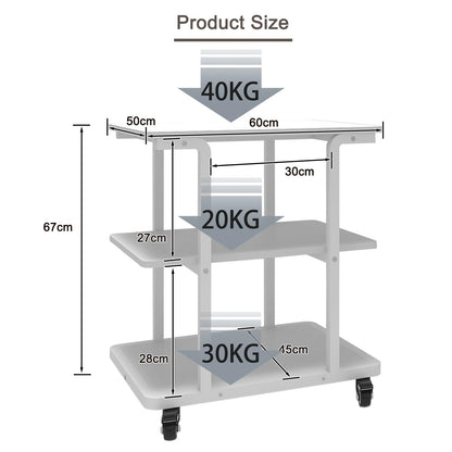 PUNCIA 3-Tier Laser Printer Stand with Storage Heavy Duty Rolling Cart