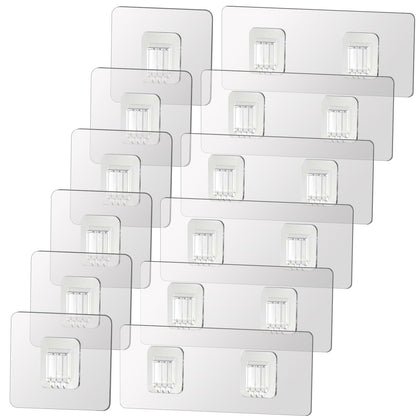 SUBTAVIK 12 Pcs Shower Caddy Adhesive Hooks Replacement, Transparent Sticky Hooks for Bathroom Kitchen (for Metal Strip Shower Caddy)