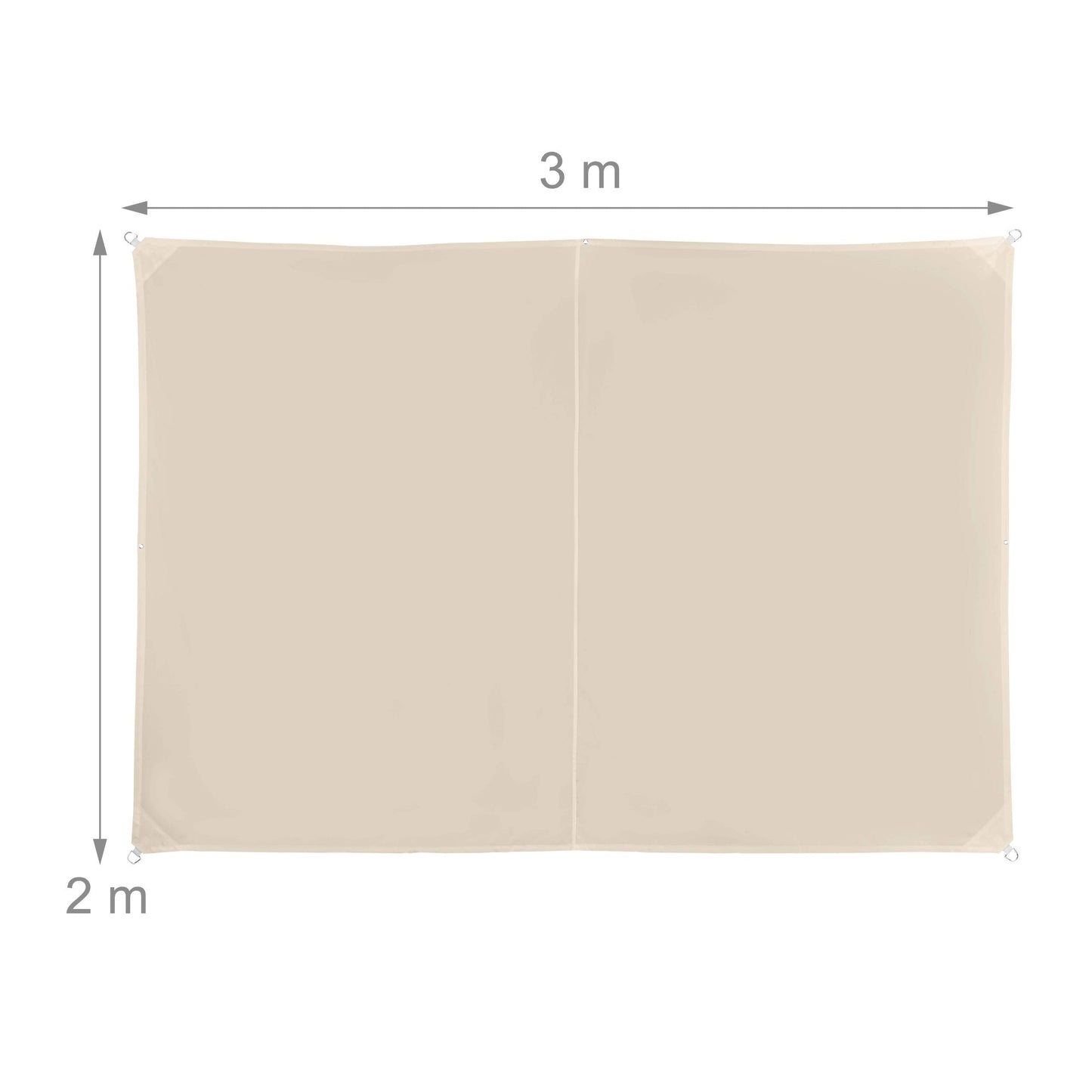 Relaxdays Shade Sail, Rectangular, Water-Repellent, UV-Protection with Tethers, Balcony Canopy, WxD: 2 x 3m, Beige