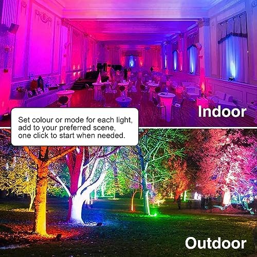 Mobri LED Floodlight Outdoor with Alexa, Smart Flood Lights Colour Changing APP Control, 50W 5000LM Bluetooth, Warm White+1600 Million RGB Colours, No WiFi No Hub, IP66 UK 3-Plug, 2 Pack