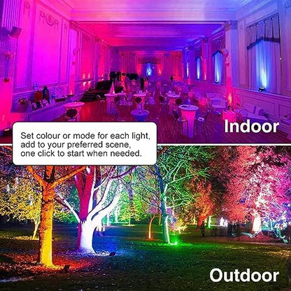 Mobri LED Floodlight Outdoor with Alexa, Smart Flood Lights Colour Changing APP Control, 50W 5000LM Bluetooth, Warm White+1600 Million RGB Colours, No WiFi No Hub, IP66 UK 3-Plug, 2 Pack
