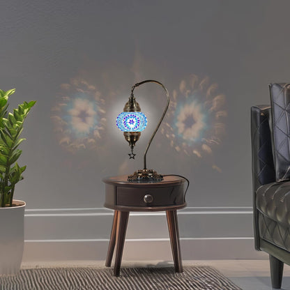 DEMMEX Turkish Moroccan Mosaic Table Lamp for Bedroom, Living Room - Tiffany Style Desk Bedside Lamp, Lampshade, Glass Mosaics & Beads, Decorated