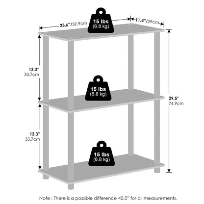 Furinno TURN-N-TUBE Book Shelf, 3-Tier Bookshelf, Bookcase with Multipurpose Compact Display Rack, 29.46 x 59.94 x 75.18 cm, for Living Room, Bedroom