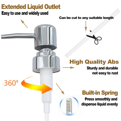 2Pcs Bathroom Soap Dispenser,Replacement Pump,28mm Thread,ABS,Bright Silver