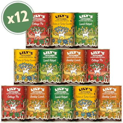 Lily's Kitchen Natural Adult Wet Dog Food Tins Classic Dinners Variety Pack 12 x 400g
