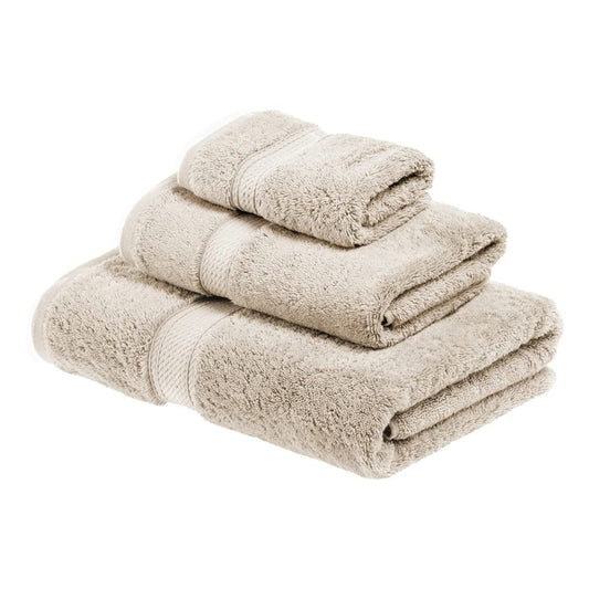 Superior 3-Piece Egyptian Cotton Towel Set, Stone: Bath, Hand, Face Towels - 900 GSM, 100% Long-Staple Combed Cotton