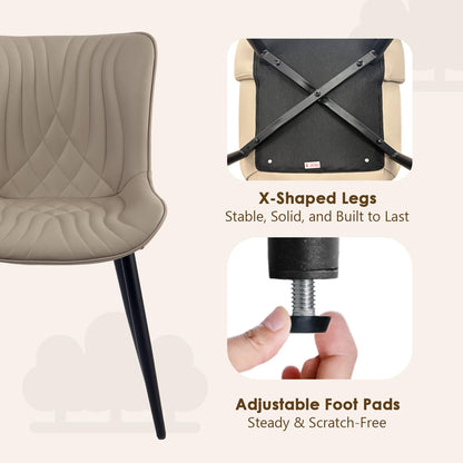 Kidol&Shellder Dining Chairs Set of 2, Modern Dining Room Chair, Khaki