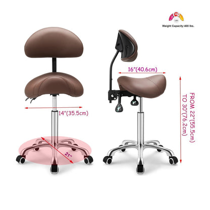 Kaleurrier Saddle Stool with Wheels, Height Adjustable, Anti-Fatigue, Ergonomic Chair for Lab, Clinic, Dentist, Salon, Massage, Office