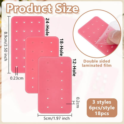 OLYCRAFT 18Pcs Acrylic Earring Display Card Pink Portable Acrylic Earring Organizer with Holes Stud Earrings Storage Holder Rectangle Jewelry Show
