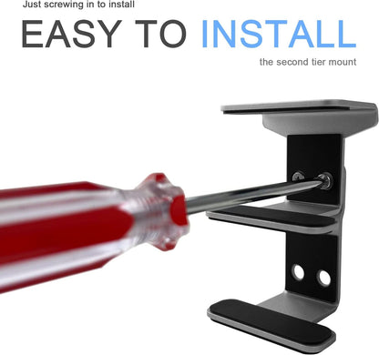 JEMACHE Under Desk Dual Decker Laptop Mount, Hard Aluminum Under Table Desk 2 Tier Holder for Laptop, Mac Mini, MacBook