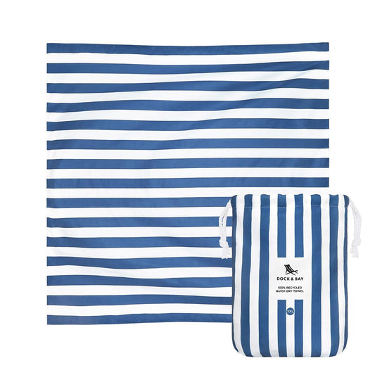 Dock & Bay Quick Drying Towel - for Sports & Gym - Compact, Lightweight - 100% Recycled - Includes Bag - Cabana - Whitsunday Blue, Double Extra Large