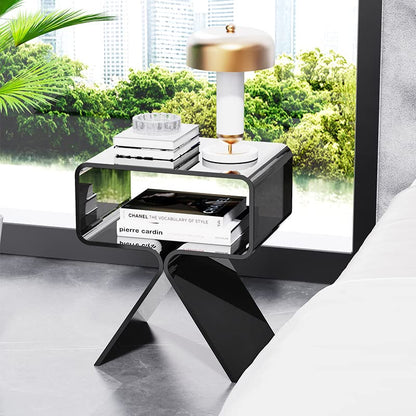 solaround Acrylic Side Table, No Assembly, 39 x 30 x 45 cm, Black Blue