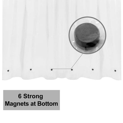 Barossa Design Shower Curtain Liner with 6 Weighted Magnets - Heavy Duty PEVA Plastic Shower Curtain for Bathroom