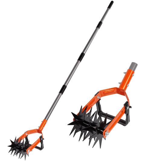 Walensee Rotary Cultivator Tool, Adjustable Garden Hand Tiller with Stainless Steel Pole, 2-in-1 Garden Weeder and Crumbler Soil Cultivator Tool for