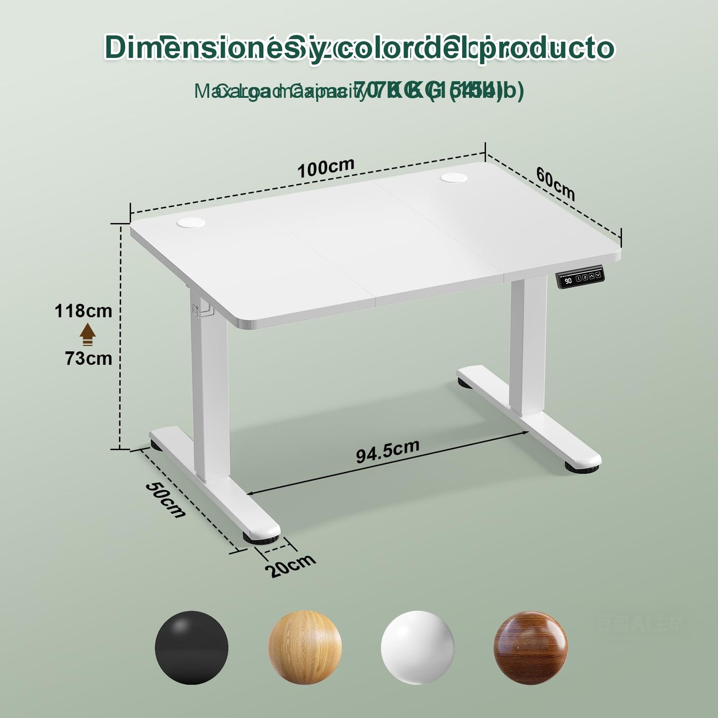 JUMMICO Electric Standing Desk 100 x 60 cm Home Office Height Adjustable Desk, Computer Lift Table with Smart Panel