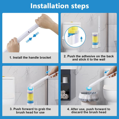 Disposable Toilet Brush & Holder Set with 18 Toilet Wand Replacement Heads